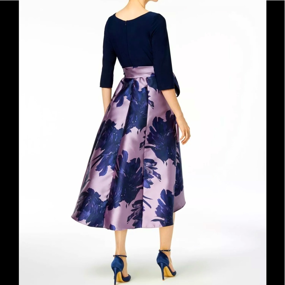 Women’s Formal Dress Sizes 10 14 18 R&M Richards Lilac Purple Floral Skirt Hi Lo - Picture 2 of 4